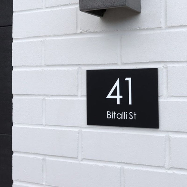 Black Custom House Sign Small - White Decal