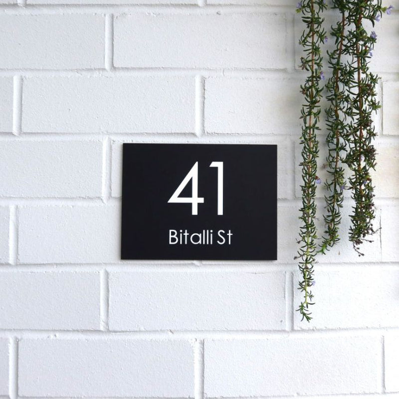 Black Custom House Sign Small - White Decal