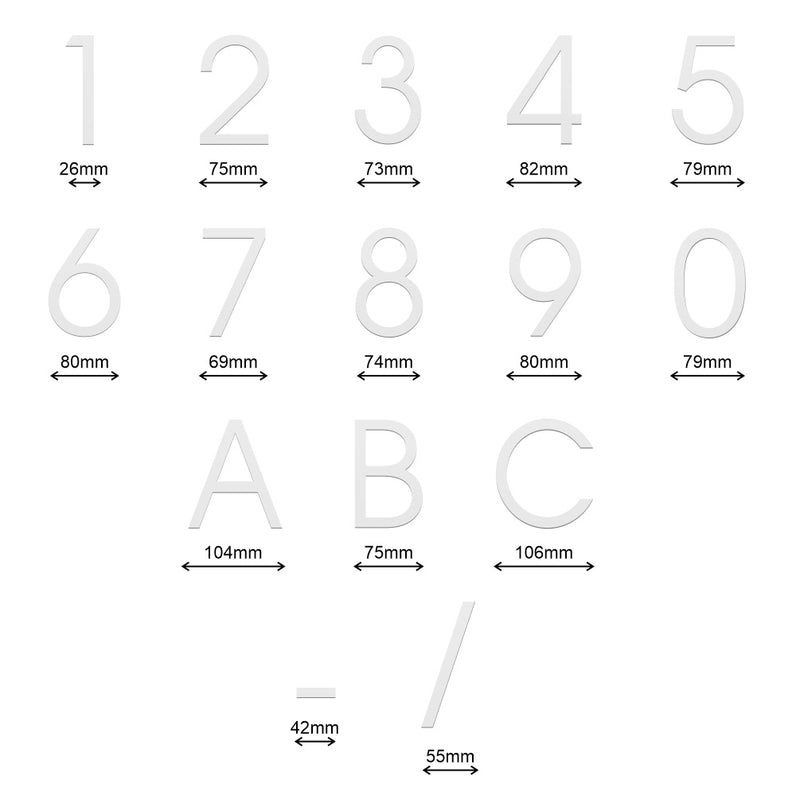 Stick on Slim House Numbers 120mm - White