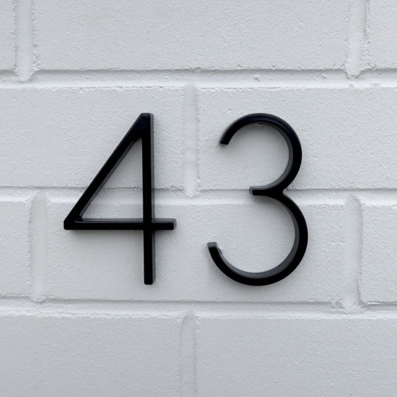 Stud Mount House Numbers 125mm - Black