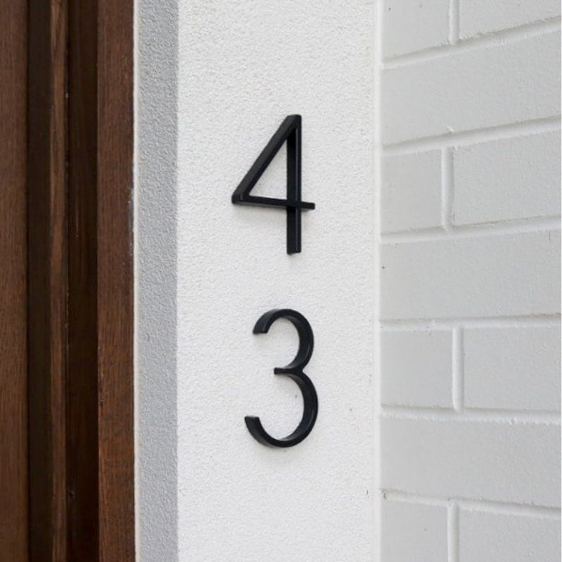 Stud Mount House Numbers 125mm - Black