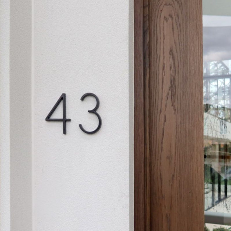 Stud Mount House Numbers 125mm - Black