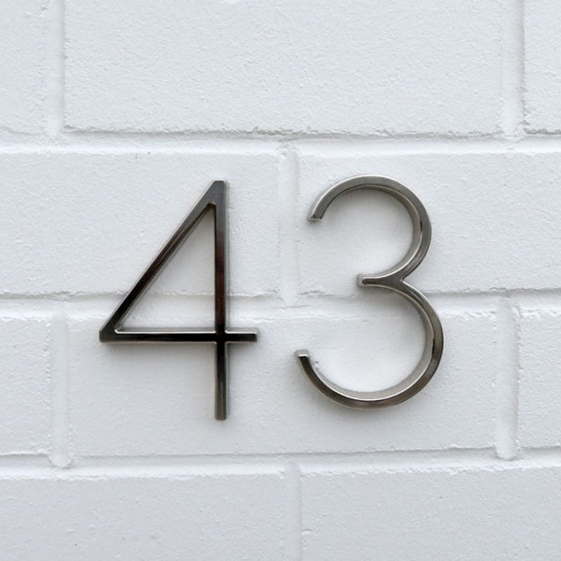 Stud Mount House Numbers 125mm - Silver