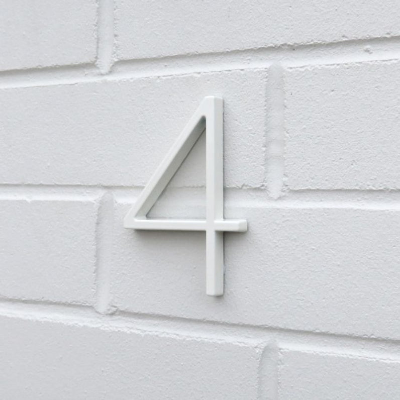 Stud Mount House Numbers 125mm - White