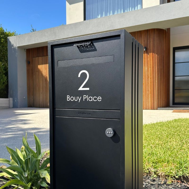 Bondi Parcel Pillar Letterbox - Black
