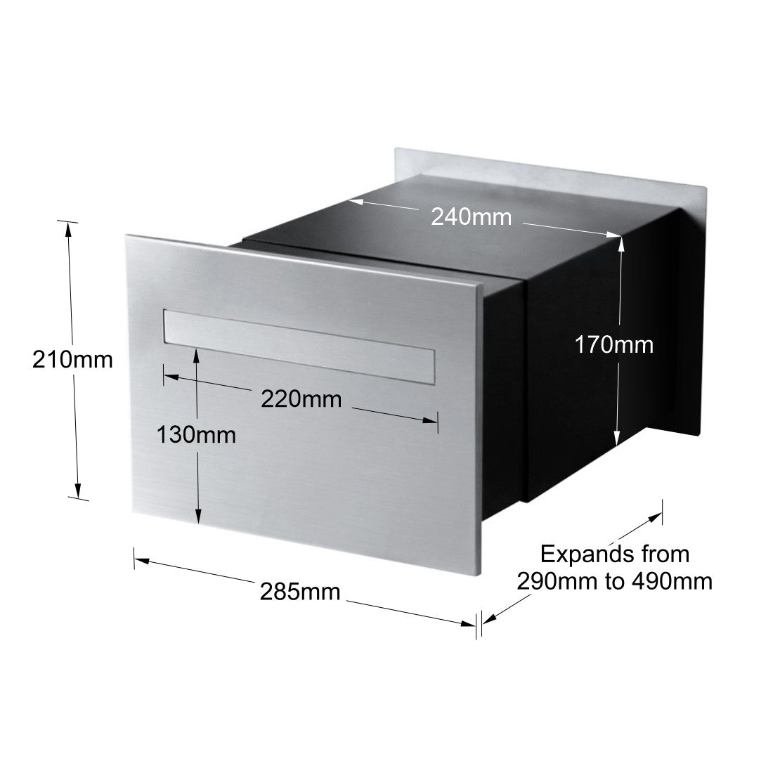 Torino Brick Letterbox - Stainless Steel
