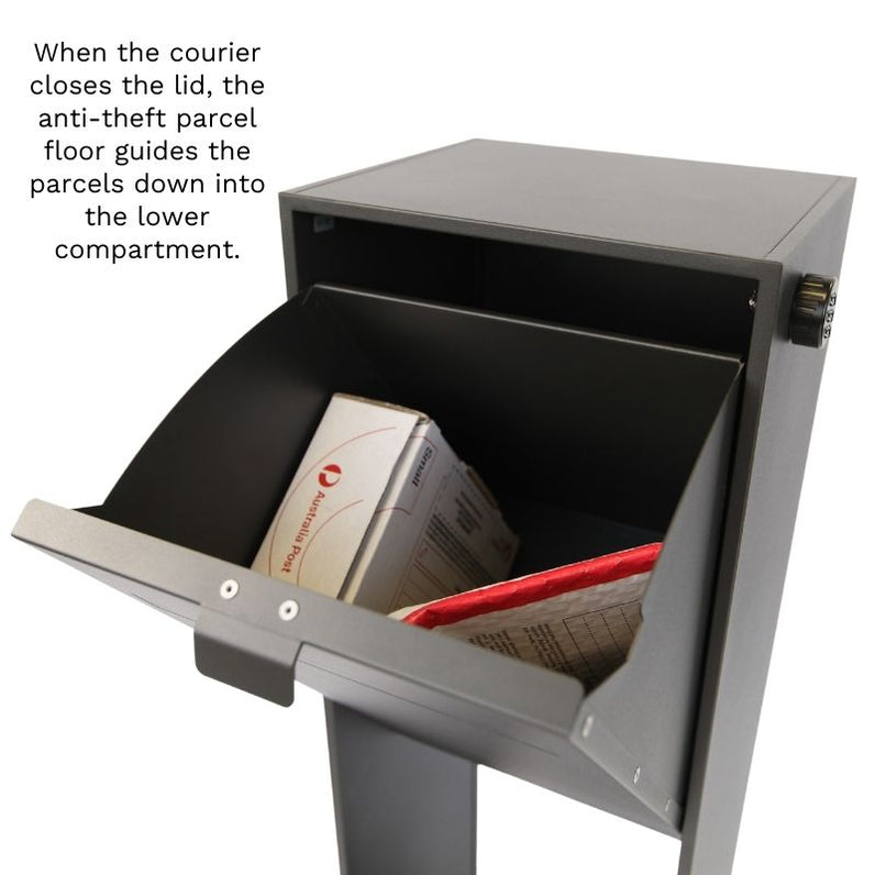 Vienna Parcel Pillar Letterbox - Black/Silver