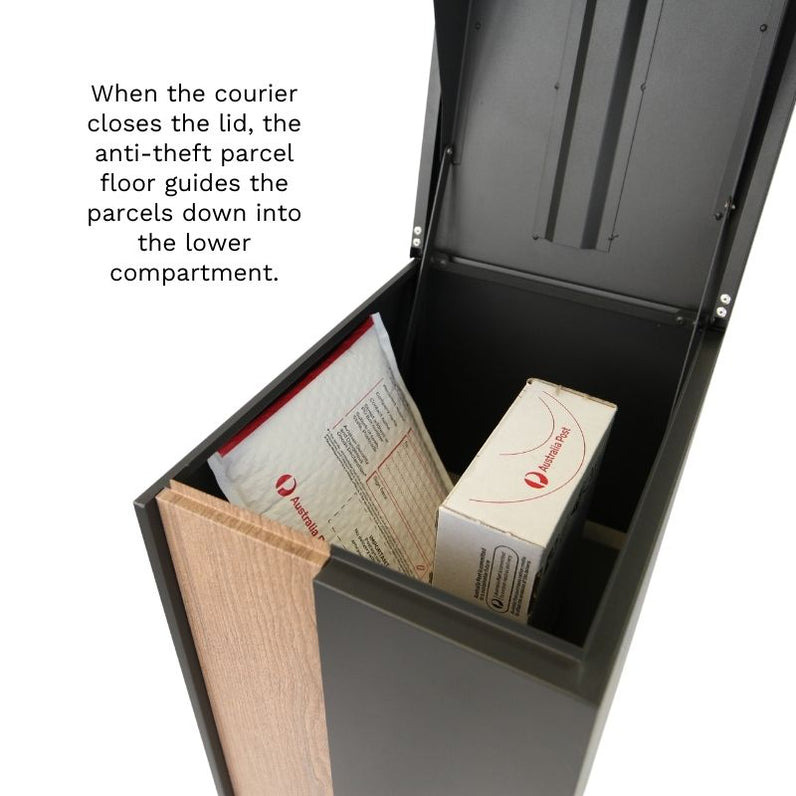 Camden Large Parcel Pillar Letterbox - Black/Bark