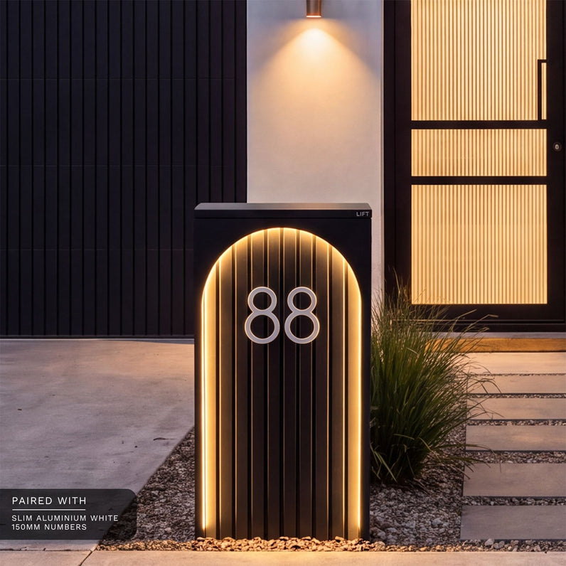 Cove Solar - Black Parcel Pillar Letterbox