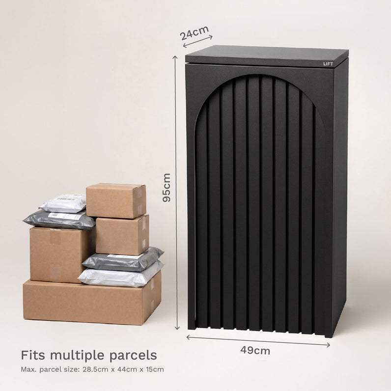 Cove Solar - Black Parcel Pillar Letterbox