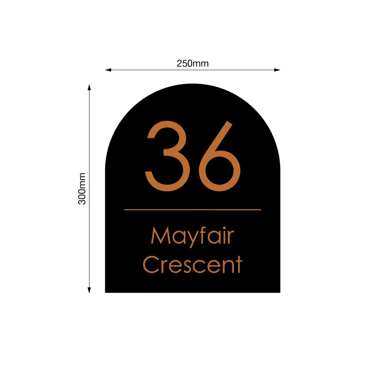 Black Custom House Sign Arch - Copper Decal