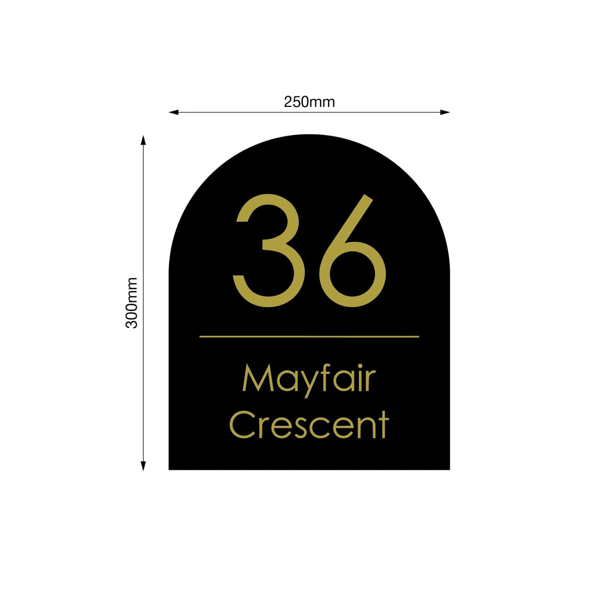 Black Custom House Sign Arch - Gold Decal