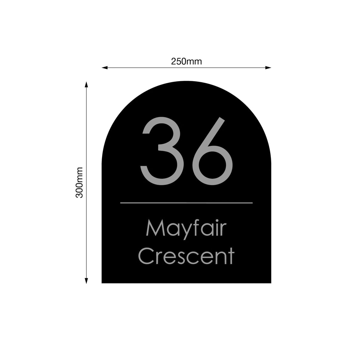 Black Custom House Sign Arch - Silver Decal