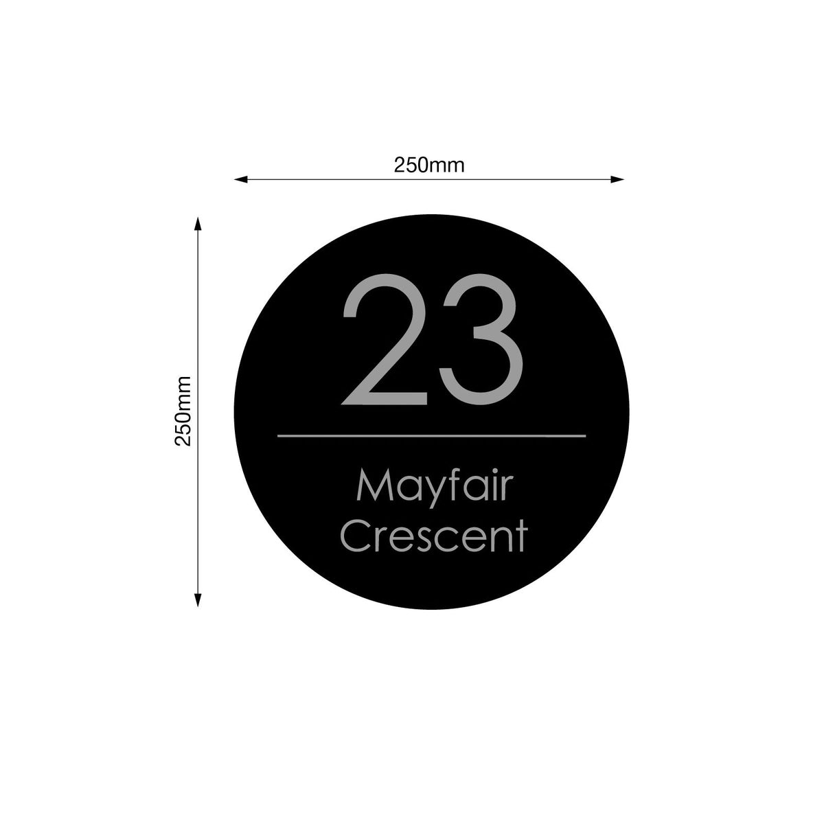 Black Custom House Sign Round - Silver Decal