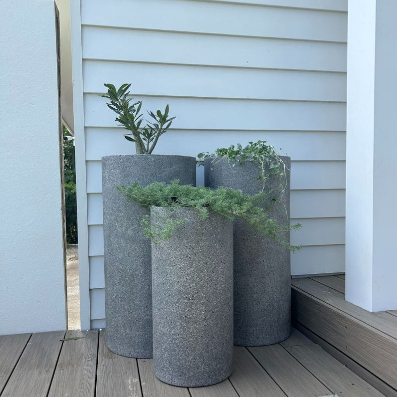 Bondi Tall Plant Pot - Grey Terrazzo