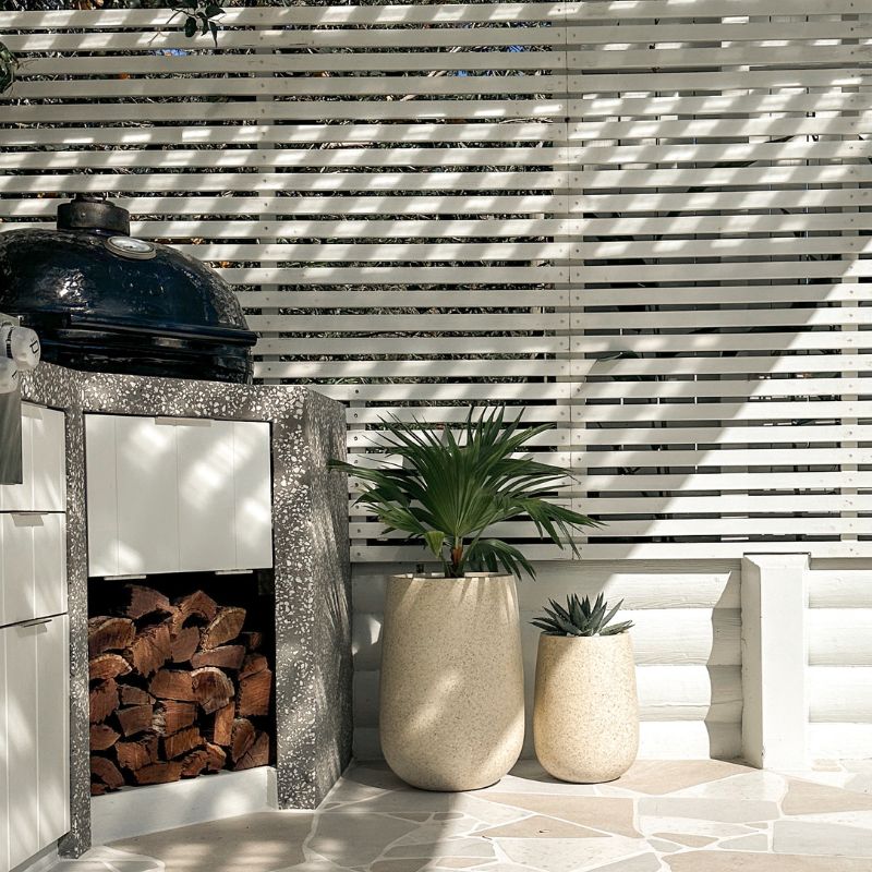 Malibu Tall Plant Pot - White Terrazzo