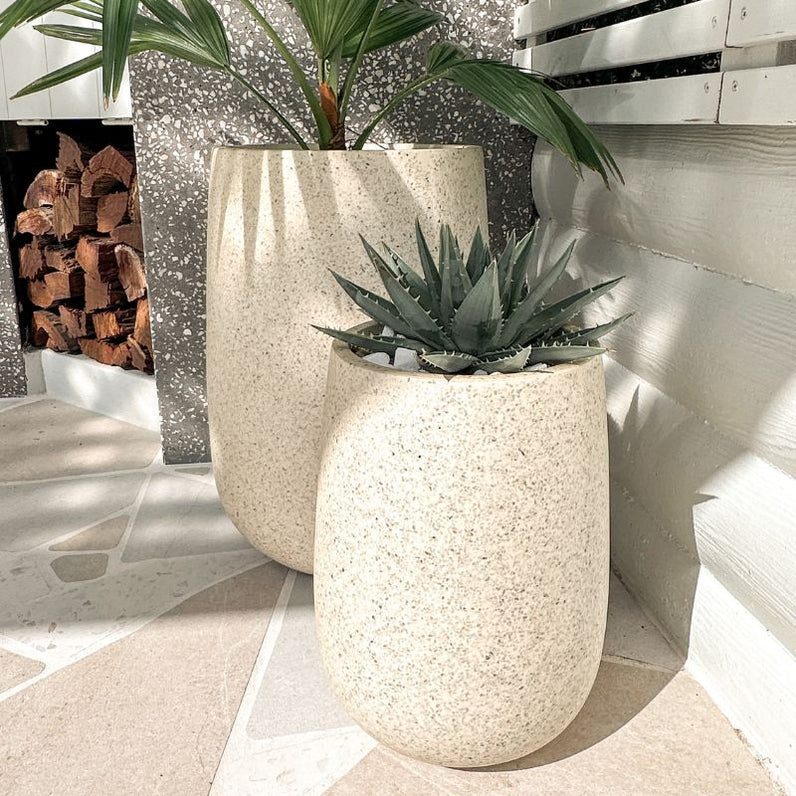 Malibu Tall Plant Pot - White Terrazzo