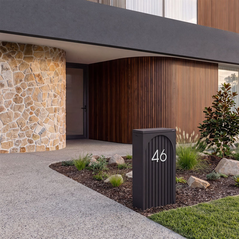 Cove Solar - Charcoal Parcel Pillar Letterbox