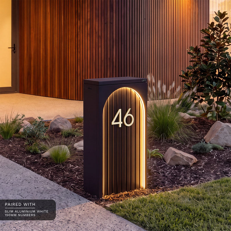 Cove Solar - Charcoal Parcel Pillar Letterbox
