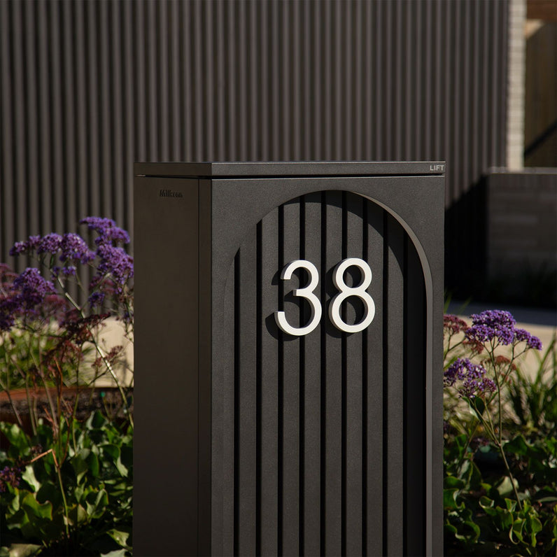 Cove Solar - Charcoal Parcel Pillar Letterbox