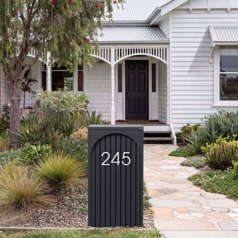 Cove Solar - Charcoal Parcel Pillar Letterbox