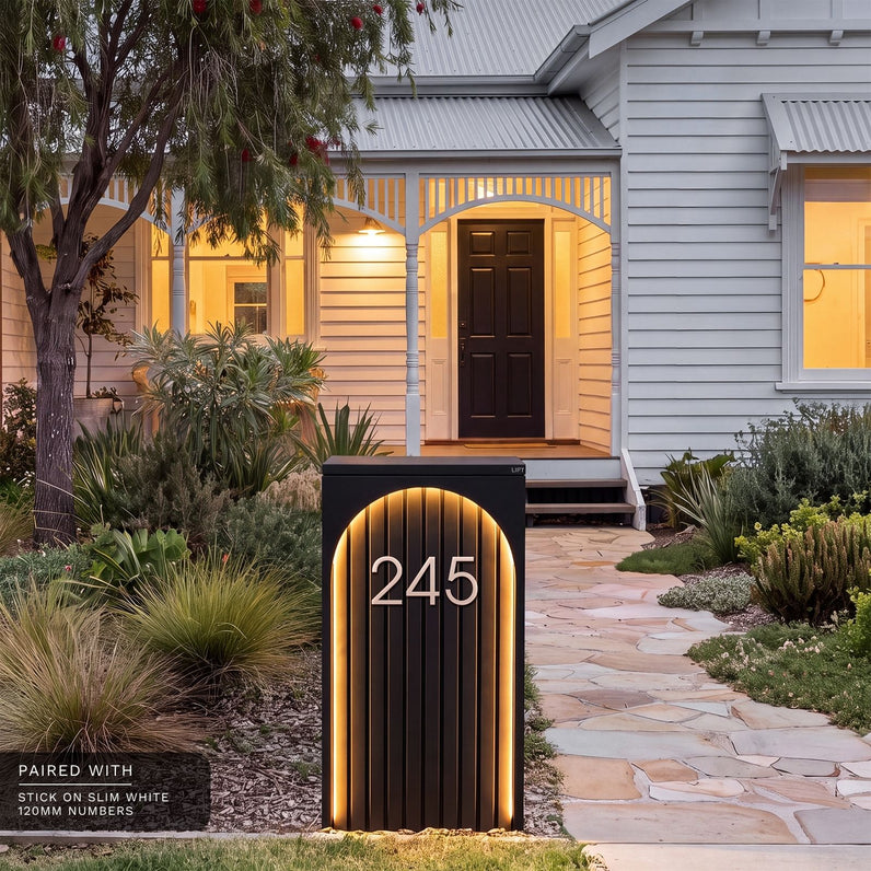 Cove Solar - Charcoal Parcel Pillar Letterbox
