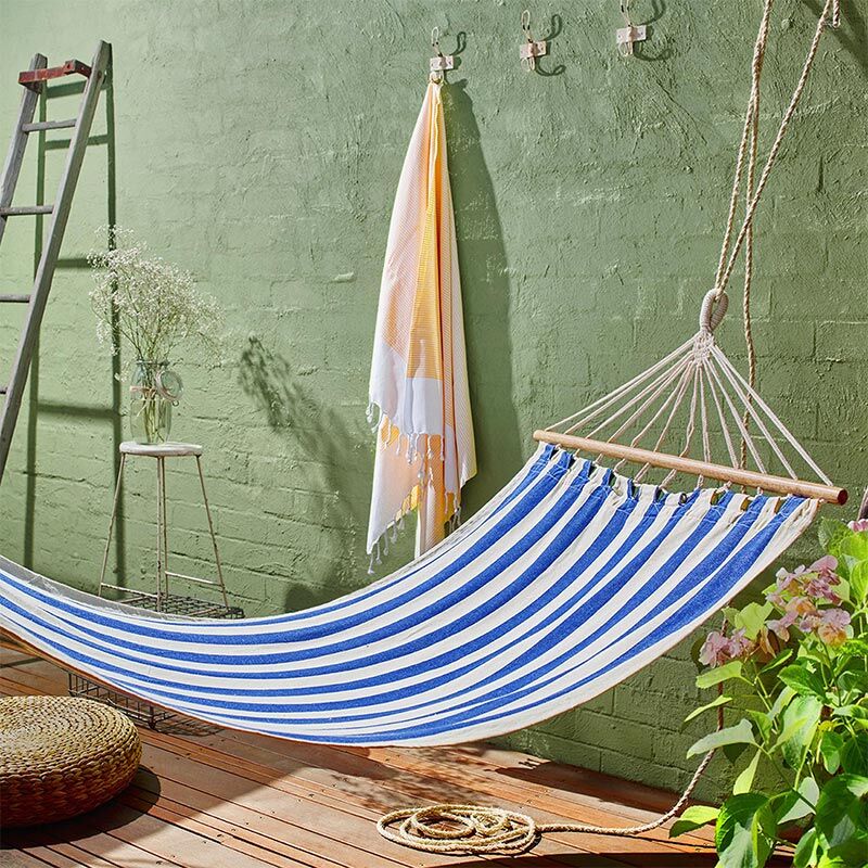 Lorne Hammock - Blue and Natural Striped