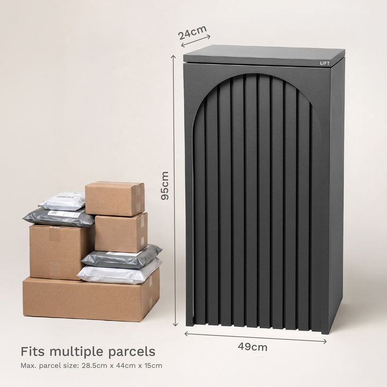 Cove Solar - Charcoal Parcel Pillar Letterbox