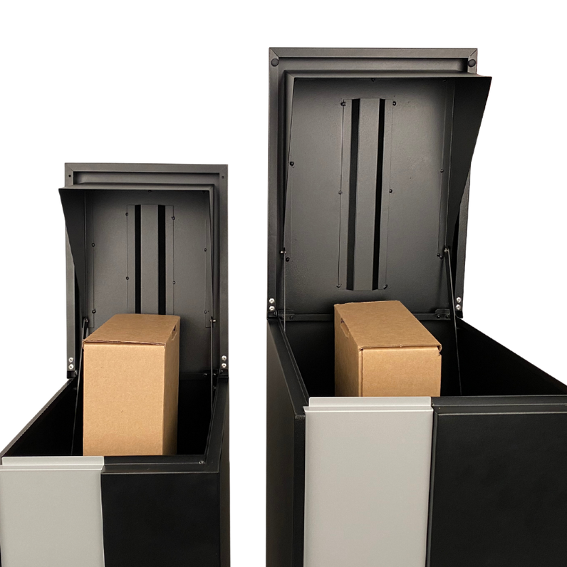 Camden Large Parcel Pillar Letterbox - Charcoal/Stainless Steel