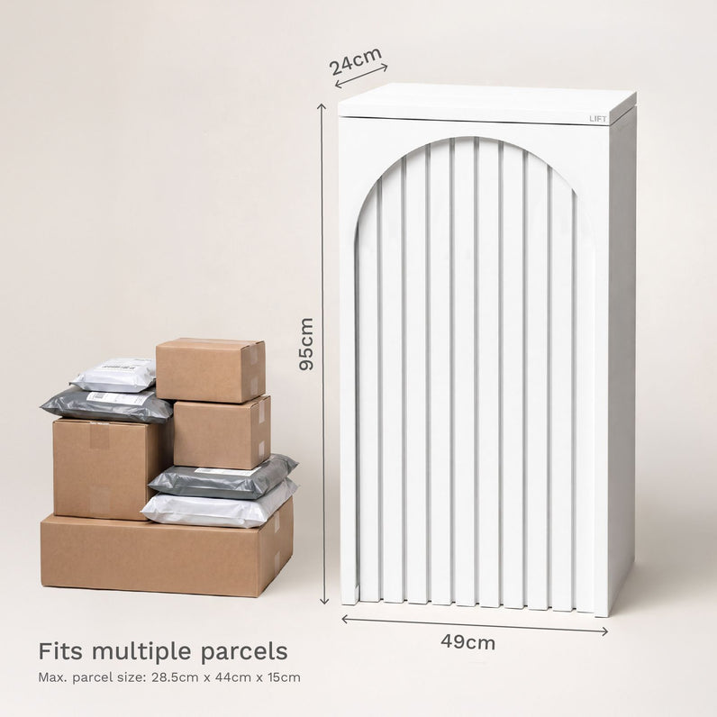 Cove Solar - White Parcel Pillar Letterbox
