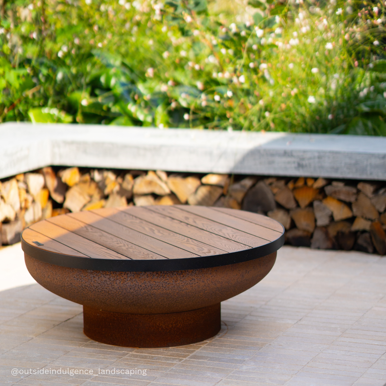 Fire Pit Timber Table 90