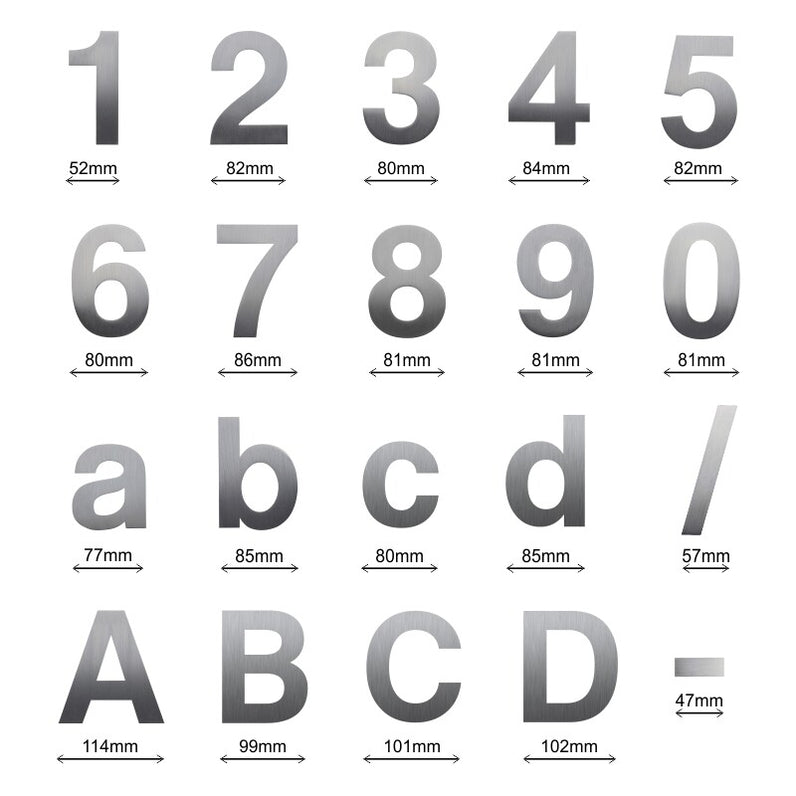 Stick on Bold House Numbers 120mm - Stainless Steel