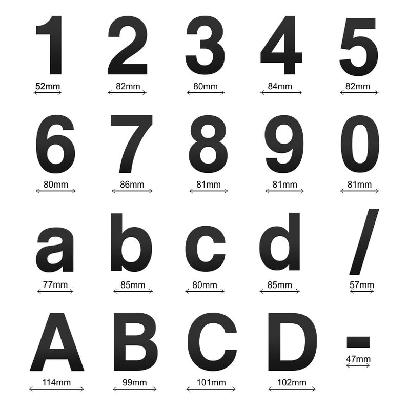 Stick on Bold House Numbers 120mm - Black