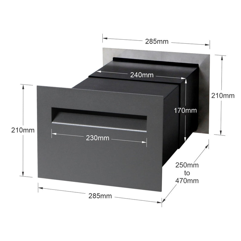 Chelsea Brick Letterbox - Stainless Steel Rear