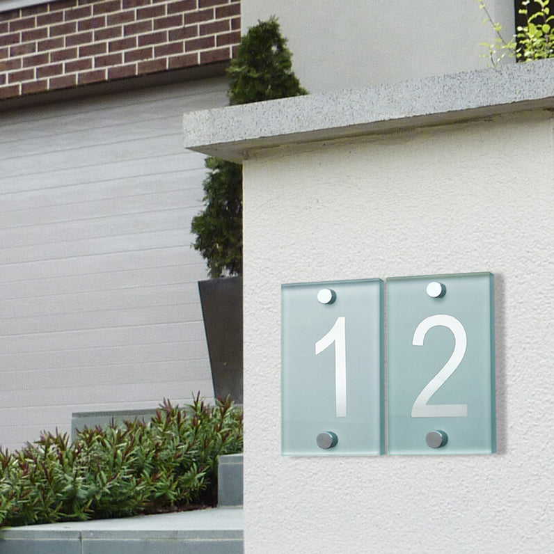 Stud Mount Glass House Numbers 140mm