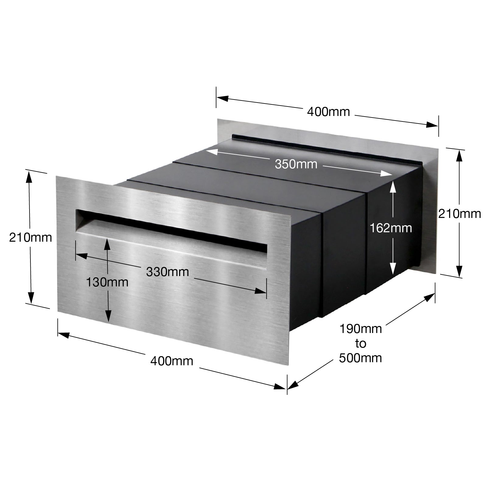 Palazzo A4 Brick Letterbox - Stainless Steel