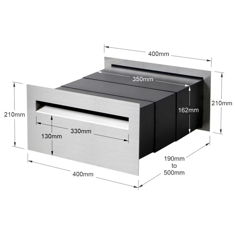 Palazzo A4 Brick Letterbox - Stainless Steel