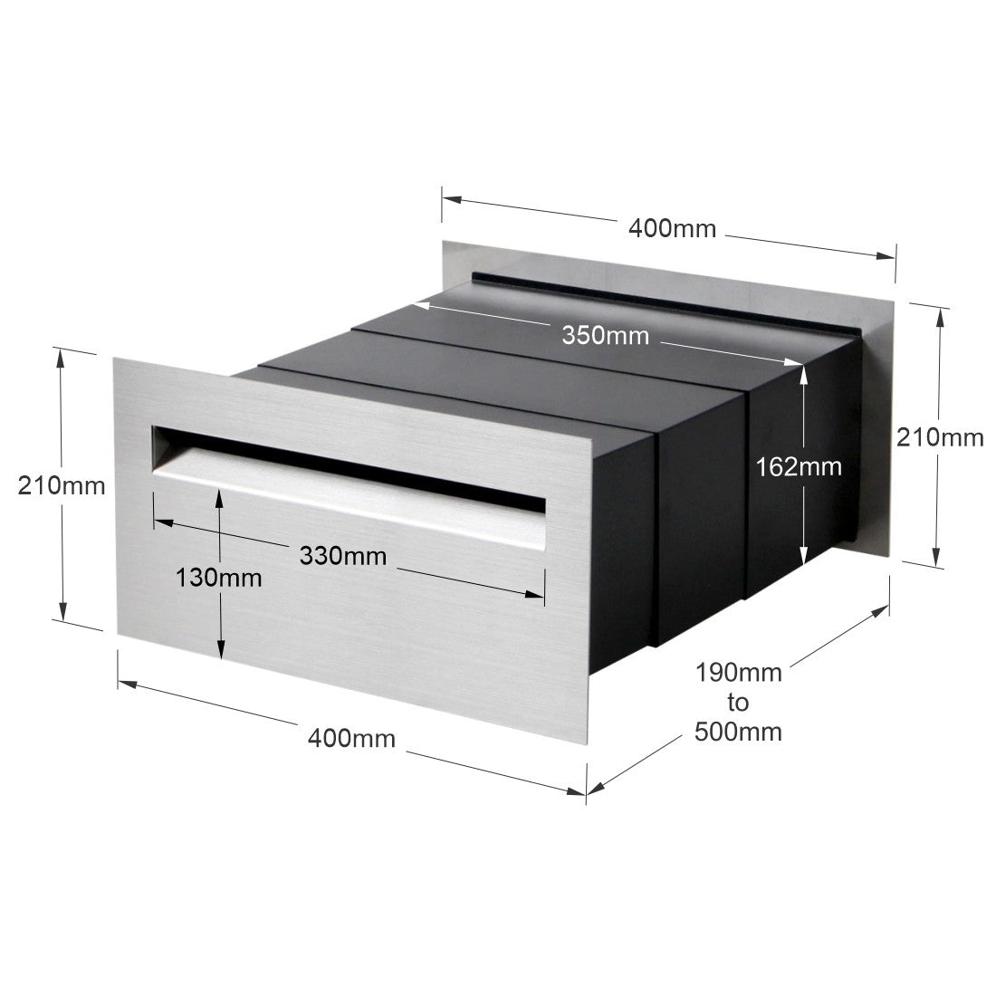 Palazzo A4 Brick Letterbox - Stainless Steel