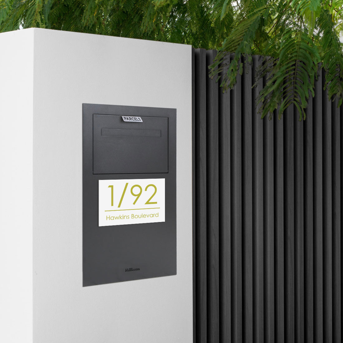 White Custom House Sign Wide - Gold Decal