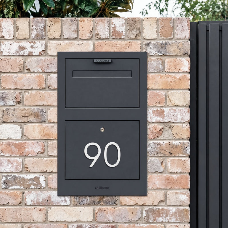 Zurich Front Open Parcel Fence/Brick Letterbox - Charcoal