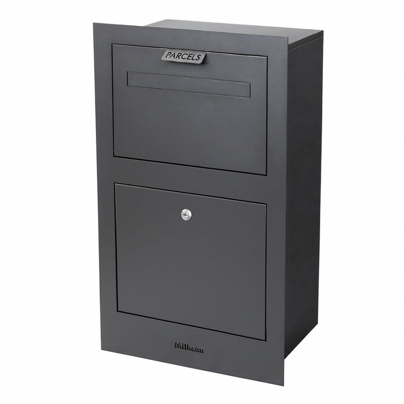 Zurich Front Open Parcel Fence/Brick Letterbox - Charcoal
