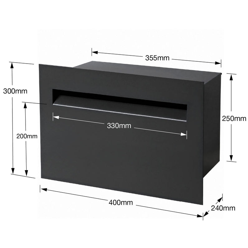 Palazzo Large A4 Fence Letterbox - Black