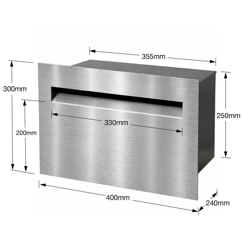 Palazzo Large A4 Fence Letterbox - Stainless Steel/Charcoal
