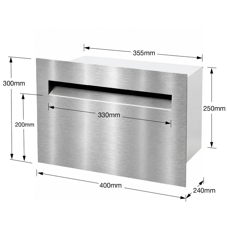 Palazzo Large A4 Fence Letterbox - Stainless Steel/White
