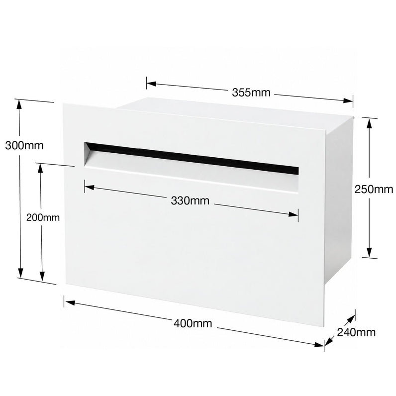 Palazzo Large A4 Fence Letterbox - White