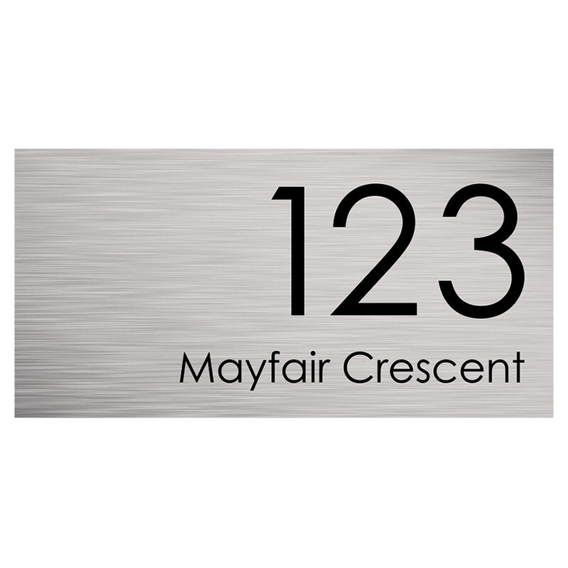 Stainless Steel Custom House Sign Extra Large - Black Laser Etched