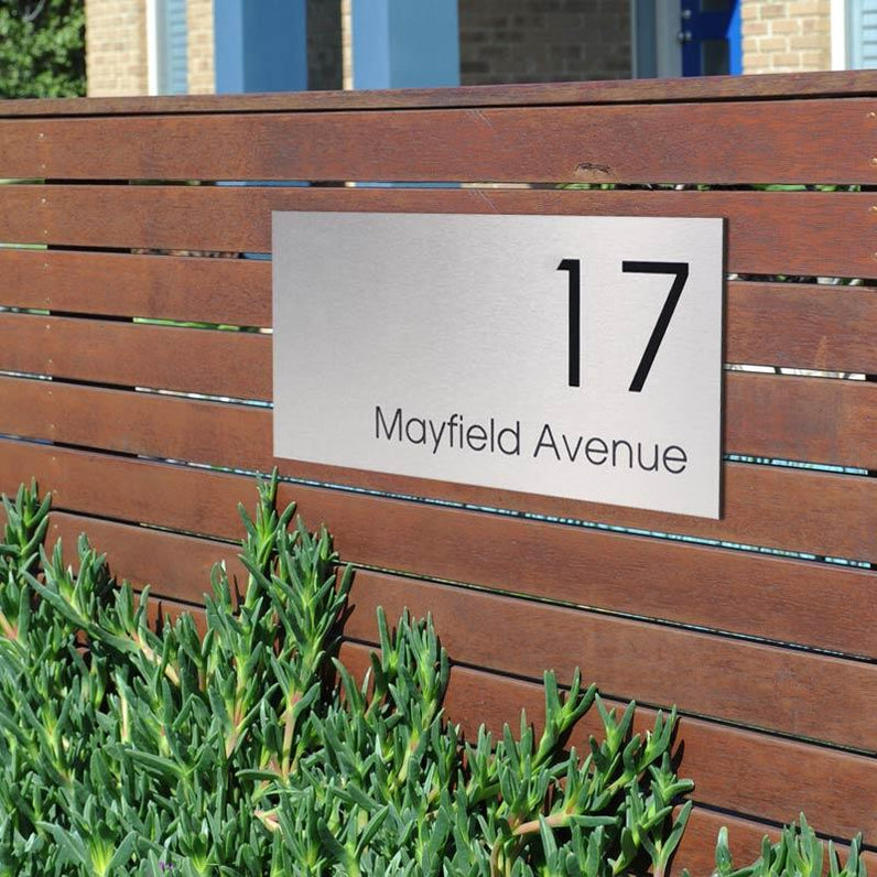 Stainless Steel Custom House Sign Extra Large - Black Decal