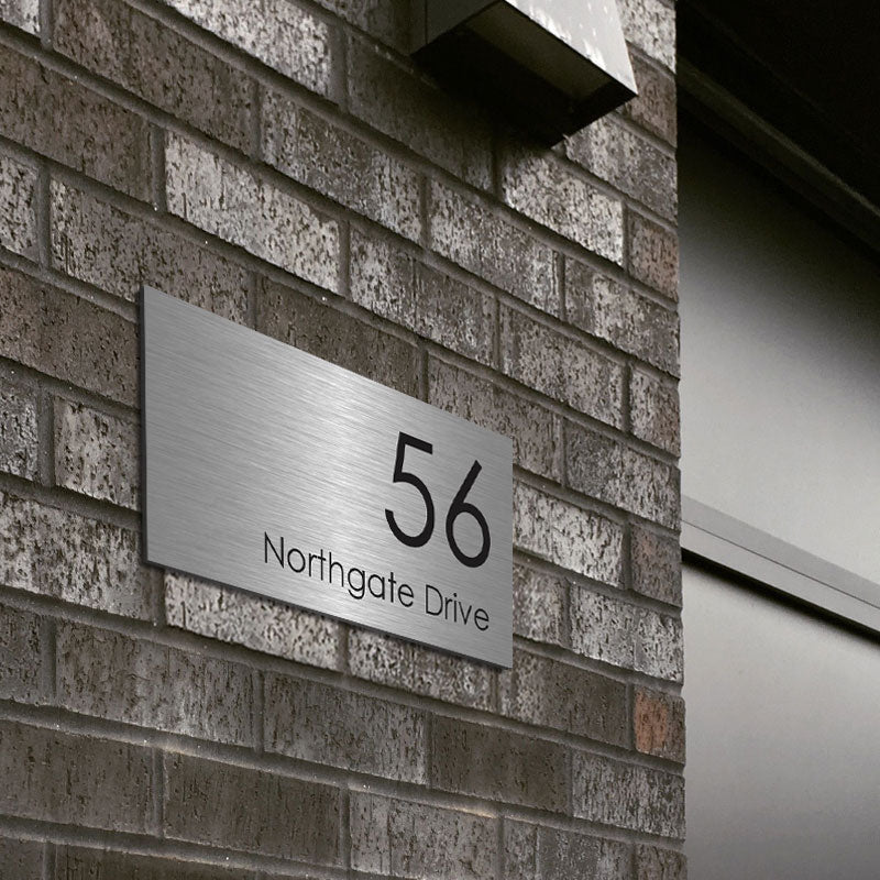 Stainless Steel Custom House Sign Large - Black Decal