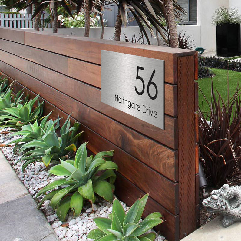 Stainless Steel Custom House Sign Extra Large - Black Laser Etched