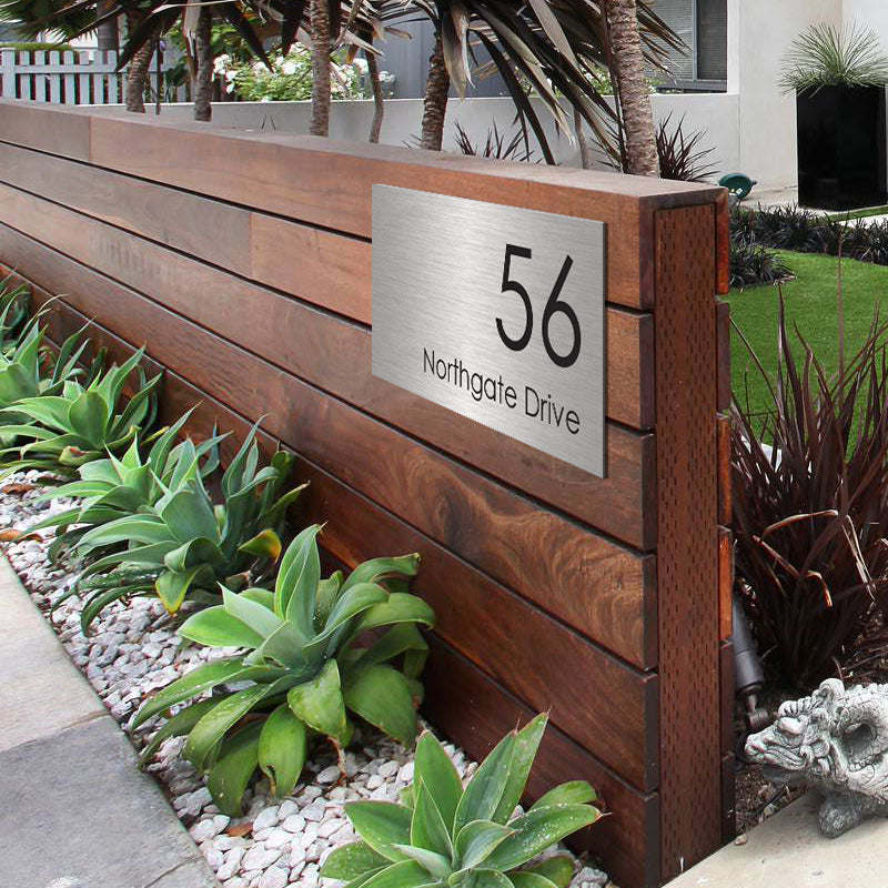 Stainless Steel Custom House Sign Extra Large - Black Laser Etched